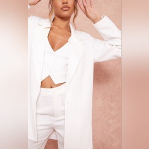 PrettyLittleThing white oversized blazer suit jacket coordinates